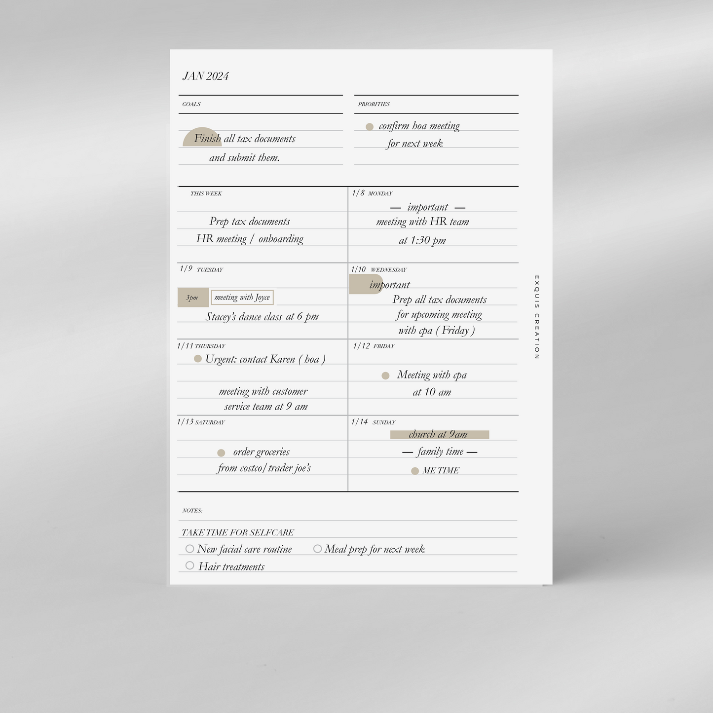 WEEK AT A GLANCE | INSERTS