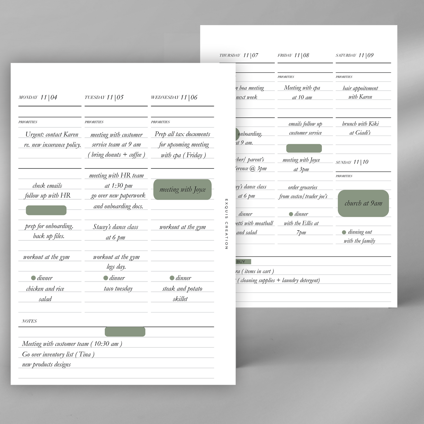 WEEK ON 2 PAGES | PLANNER INSERTS | #114
