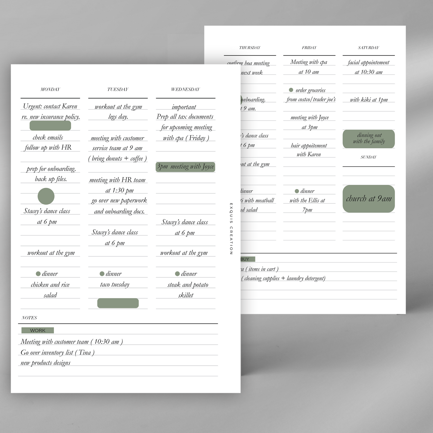 WEEK ON 2 PAGES | PLANNER INSERTS | #115