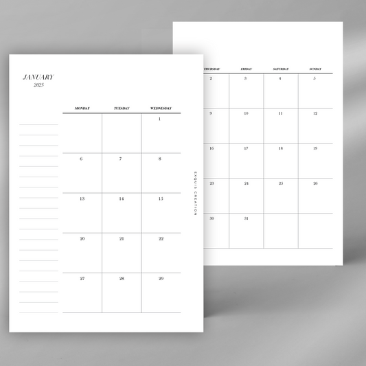 2025 DATED MONTH ON 2 PAGES | PLANNER INSERTS