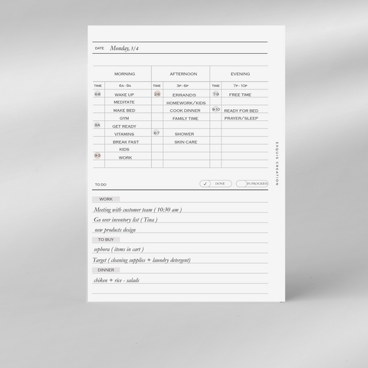 DAILY TIME BLOCKING | INSERTS