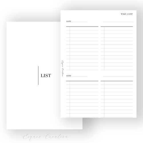 Planner Inserts | List Pages